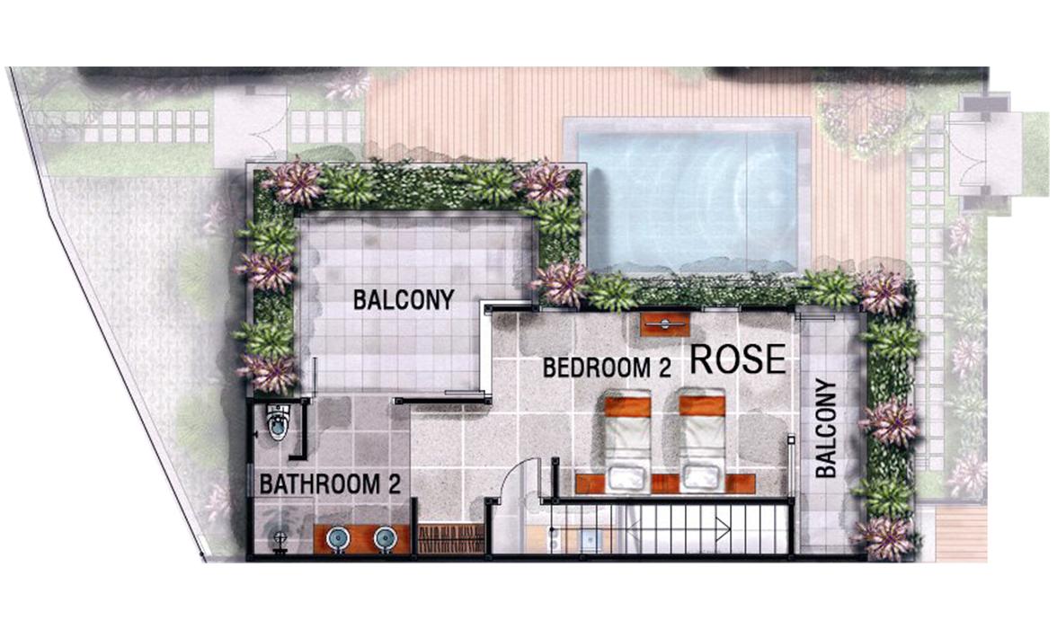 Blue Karma Oasis Seminyak - Deluxe Room - Floorplan Rose Blue Karma Oasis Seminyak - Deluxe Room - Floorplan Rose