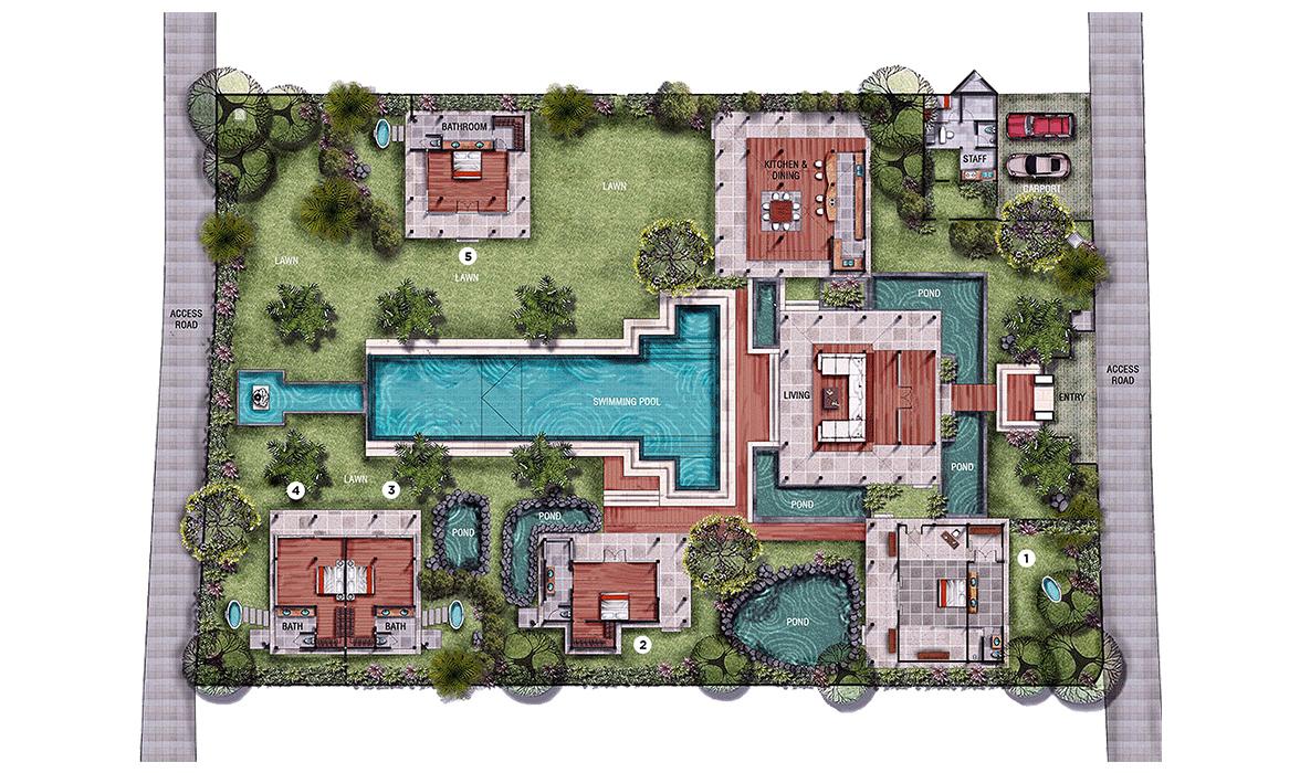 Bali Ethnic Villa - Villa Kayu - Floor Plan Bali Ethnic Villa - Villa Kayu - Floor Plan